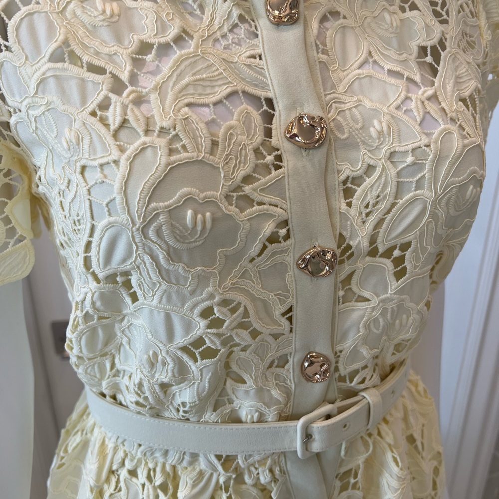 Self-Portrait Yellow Lace Midi Dress size 8 - Picture 7 of 16